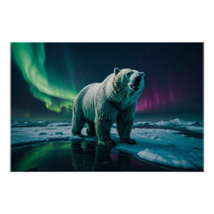 Polar Bear und Aurora Art Poster