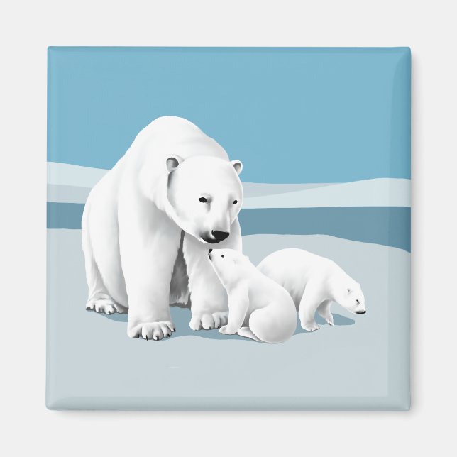 Polar Bear und Cubs Magnet (Vorne)