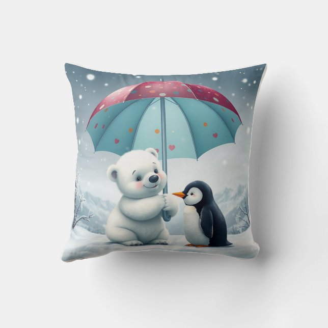 Polar Bear und Pinguin Kissen Kissen (Rückseite)