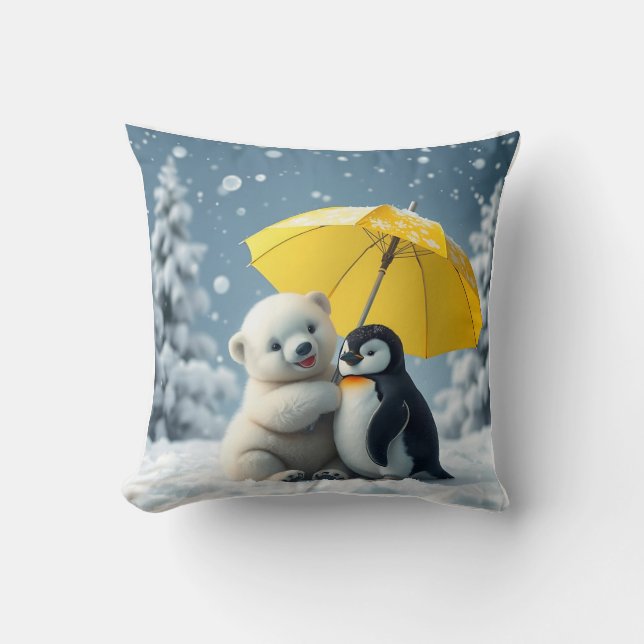 Polar Bear und Pinguin Kissen Kissen (Vorderseite)