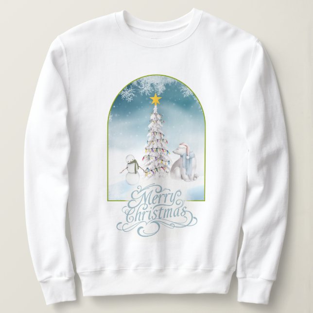 Polar Bear und Snowman Christmas Sweatshirt (Design vorne)