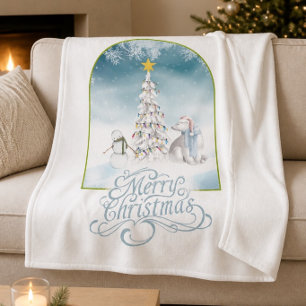 Polar Bear und Snowman Fleece Blanket