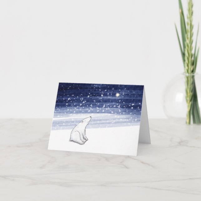 Polar Bear und Weihnachtsstern Feiertagskarte (Vorderseite)
