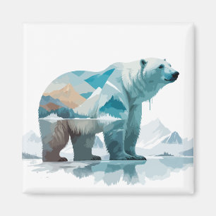 Polar Bear Vector Art Animal Majestic Nature Wild Magnet