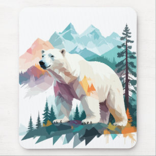 Polar Bear Vector Art Animal Majestic Nature Wild Mousepad