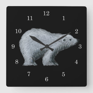 Polar Bear Wall Clock Quadratische Wanduhr