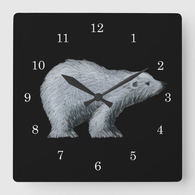 Polar Bear Wall Clock Quadratische Wanduhr (Vorderseite)