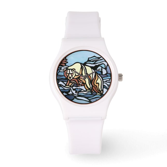 Polar Bear Watch Native Art Bear Armbanduhr (Vorderseite)