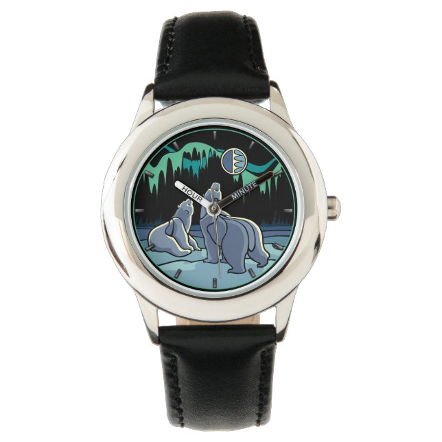 Polar Bear Watch Wildlife Art Bär Armbanduhr (Vorderseite)