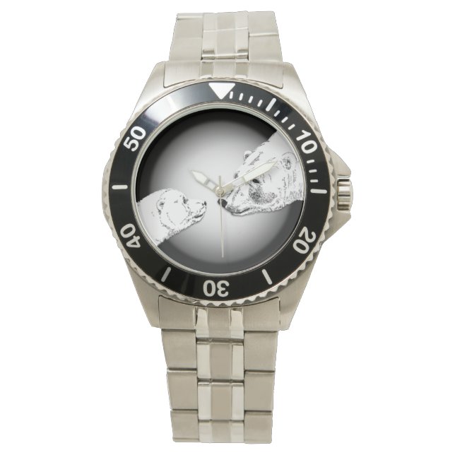 Polar Bear Watch Wildlife Art Bär Armbanduhr (Vorderseite)