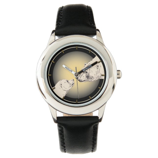 Polar Bear Watch Wildlife Art Bär Armbanduhr (Vorderseite)