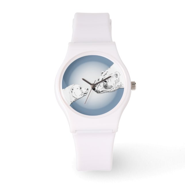 Polar Bear Watch Wildlife Art Bär Armbanduhr (Vorderseite)