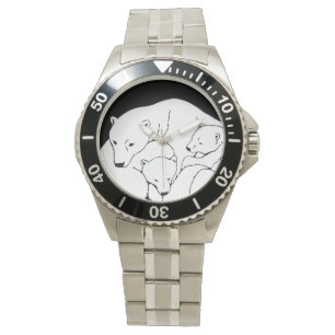 Polar Bear Watch Wildlife Bären Cubs Wrist Watch Armbanduhr