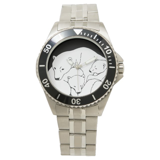 Polar Bear Watch Wildlife Bären Cubs Wrist Watch Armbanduhr (Vorderseite)