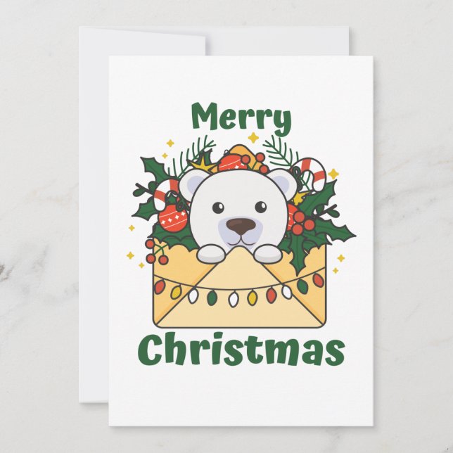 Polar Bear Weihnachtsbrief Wintertiere Polar Feiertagskarte (Vorderseite)
