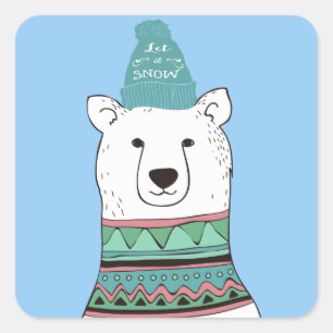 Polar Bear Weihnachtskleber Quadratischer Aufkleber