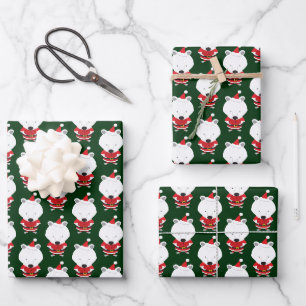 Polar Bear Weihnachtsmannmütze Grün Weihnachtsfe Geschenkpapier Set