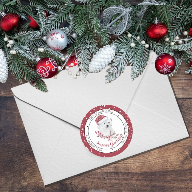 Polar Bear | Weihnachtsmannmütze-Grüße-Familie Runder Aufkleber (Von Creator hochgeladen)