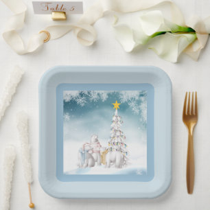 Polar Bear Weihnachtspapier Teller
