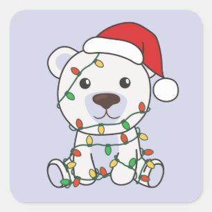 Polar Bear Weihnachtstiere Polar Bears Sq Quadratischer Aufkleber