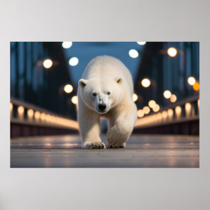 Polar Bear Wildlife Animal auf der Straße Poster