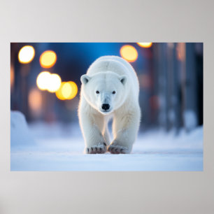 Polar Bear Wildlife Animal auf der Straße Poster