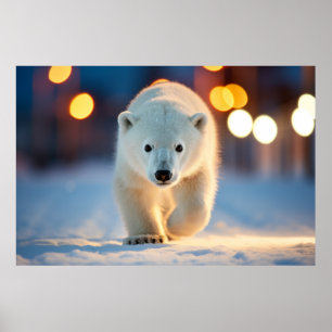 Polar Bear Wildlife Animal auf der Straße Poster