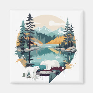 Polar Bear Wildlife Animal Nature Outdoor Forest Magnet