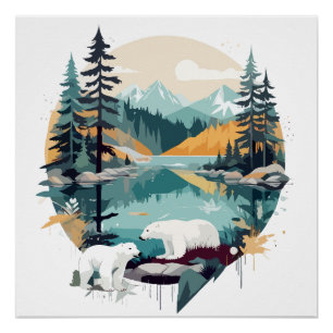 Polar Bear Wildlife Animal Nature Outdoor Forest Poster