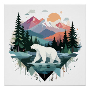 Polar Bear Wildlife Animal Nature Outdoor Forest Poster