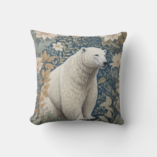 Polar Bear William Morris Inspiriert floral Kissen (Vorderseite)