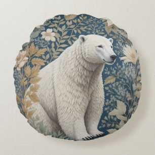 Polar Bear William Morris Inspiriert floral Rundes Kissen