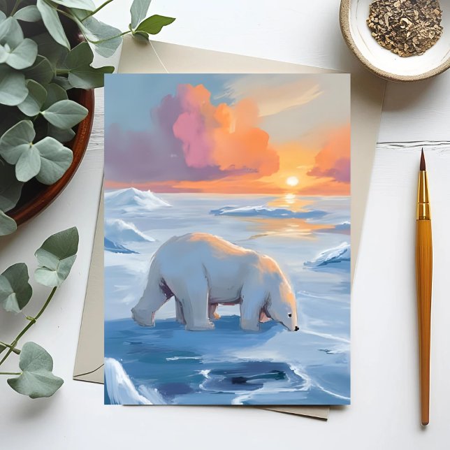 Polar Bear Winter Animal Painting Postkarte (Von Creator hochgeladen)