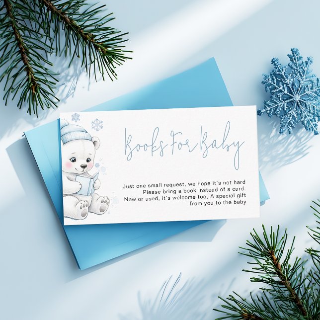 Polar Bear Winter Baby Boy Shower Books Request Begleitkarte (Von Creator hochgeladen)
