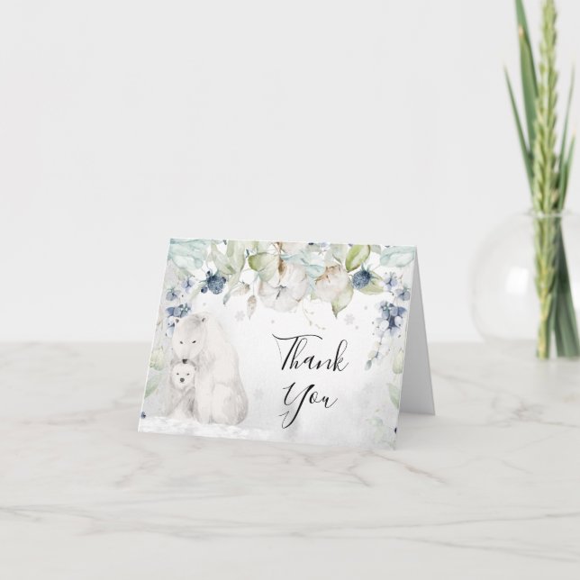 Polar Bear Winter Baby Dusche Danke Karte (Vorderseite)