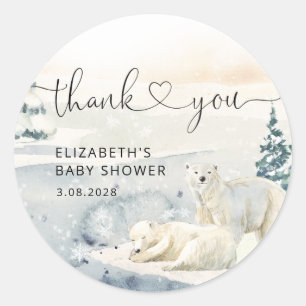Polar Bear Winter Baby Dusche Runder Aufkleber
