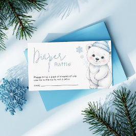 Polar Bear Winter Baby Shower Diaper Raffle Ticket Begleitkarte