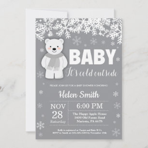 Polar Bear Winter Baby Shower Snowflake Einladung