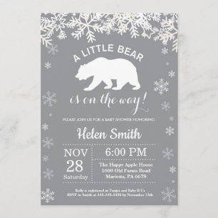 Polar Bear Winter Baby Shower Snowflake Einladung