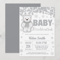 Polar Bear Winter Baby Shower Snowflake Einladung