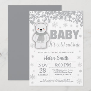 Polar Bear Winter Baby Shower Snowflake Einladung