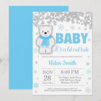 Polar Bear Winter Blue Boy Babydusche Schneeflocke