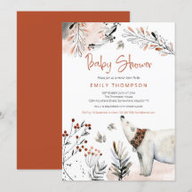 Polar Bear Winter Foliage Burnt Orange Babydusche
