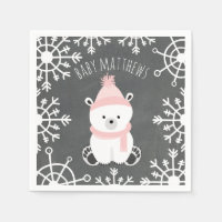 Polar Bear Winter Girl Babydusche Napkins