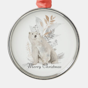 Polar Bear Winter Greenery Ornament Aus Metall