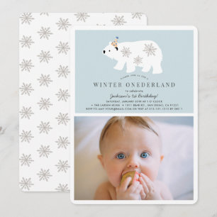 Polar Bear Winter Onederland Foto bl 1. Geburtstag Einladung