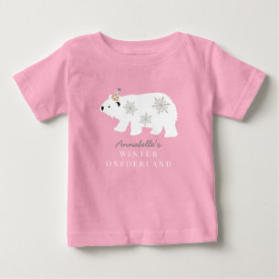 Polar Bear Winter Onederland Rosa 1. Geburtstag Baby T-shirt