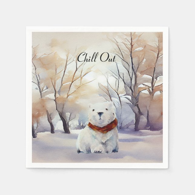 Polar Bear Winter Szene Weihnachtsbuch Napkin Serviette (Vorderseite)