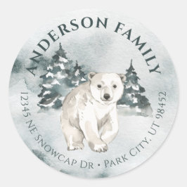 Polar Bear Winter Watercolor Kleine runde Labels Runder Aufkleber