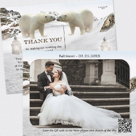Polar Bear Winter Wedding Foto Danke Postcard Postkarte